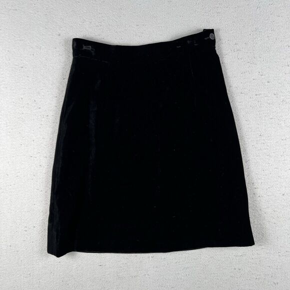 Vintage Fendi Velvet Knee Length Skirt Women’s 27 Black Mid Rise A Line - Picture 1 of 15